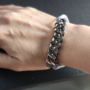 Marc by Marc Jacobs Curb Chain Double Rope Bracelet Gunmetal Gray